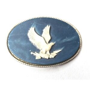 VTG‎ EAGLE Belt Buckle Genuine Incolay Stone Eagle on Lightning Bolt